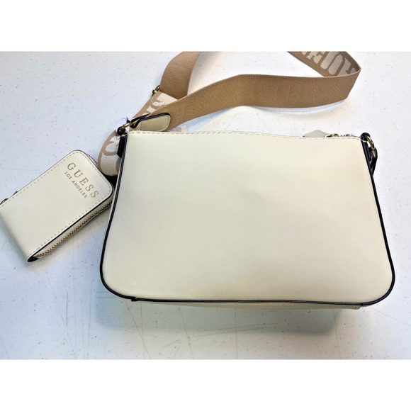 GUESS Cream and Brown Caracara Zip-Top Crossbody - Picture 2 of 6